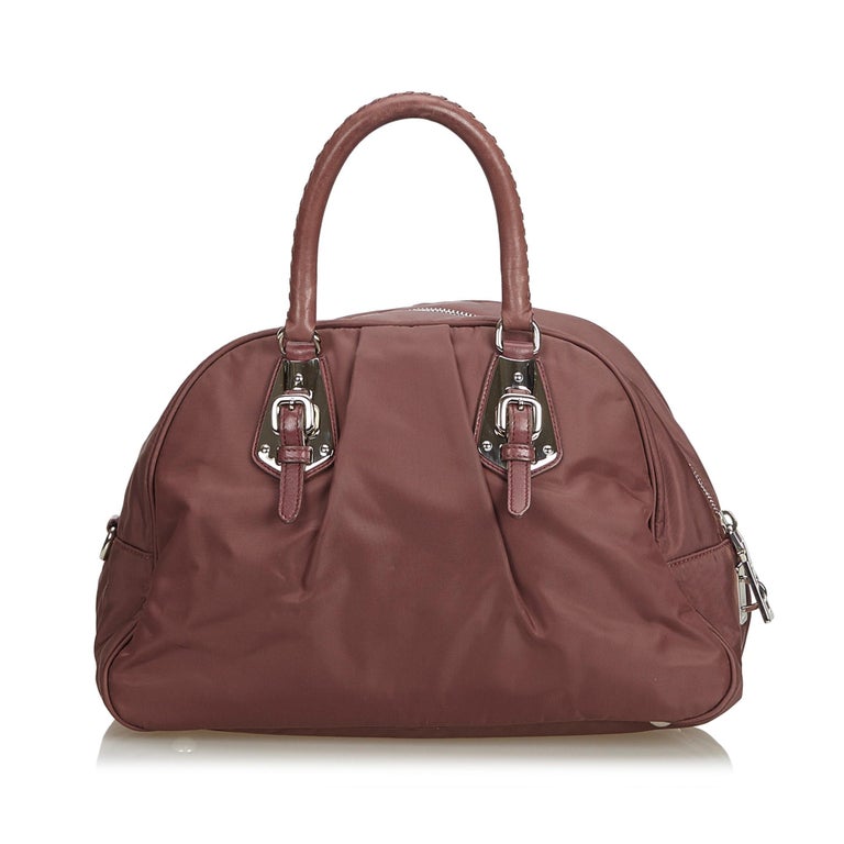 Prada Red Bordeaux Nylon Fabric Handbag Italy For Sale at 1stDibs