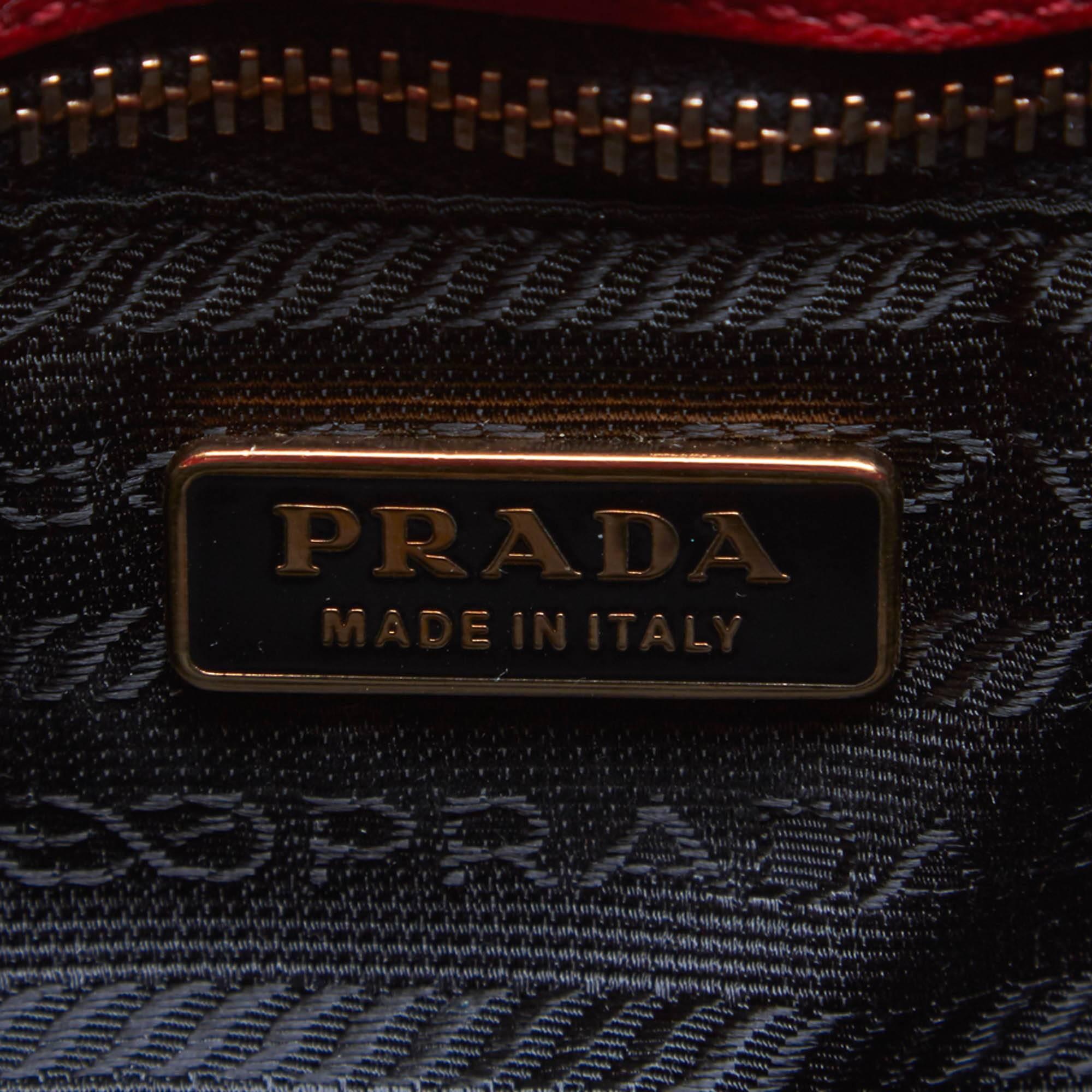Prada Red Calf Leather 18 Carat Gold-Toned Eyelet Handbag 1