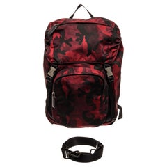 Prada Red Camouflage Tessuto Backpack