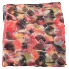 Prada Red Cashmere Fine Knit Abstract Print Scarf