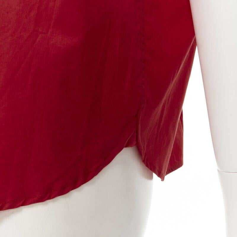 PRADA red contrast black collar boxy sleeveless vest shirt S For Sale 3