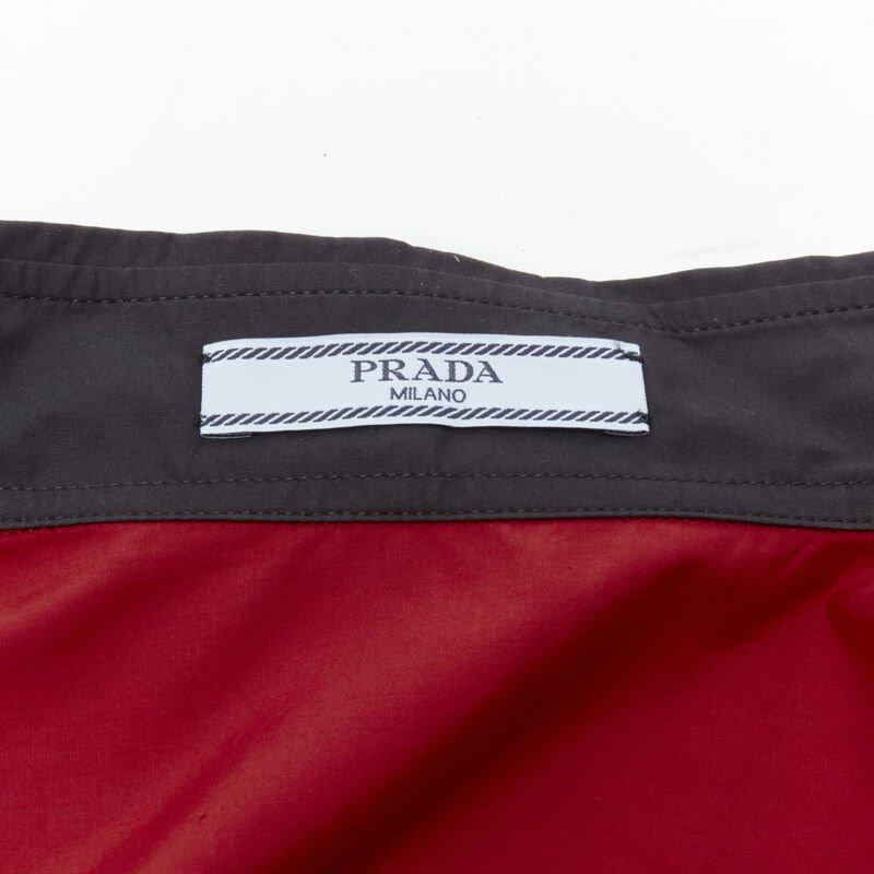PRADA red contrast black collar boxy sleeveless vest shirt S For Sale 4