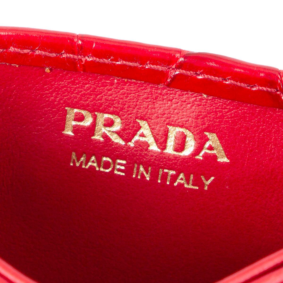 Red PRADA red CROCODILE ACCORDION CREDIT CARD Wallet