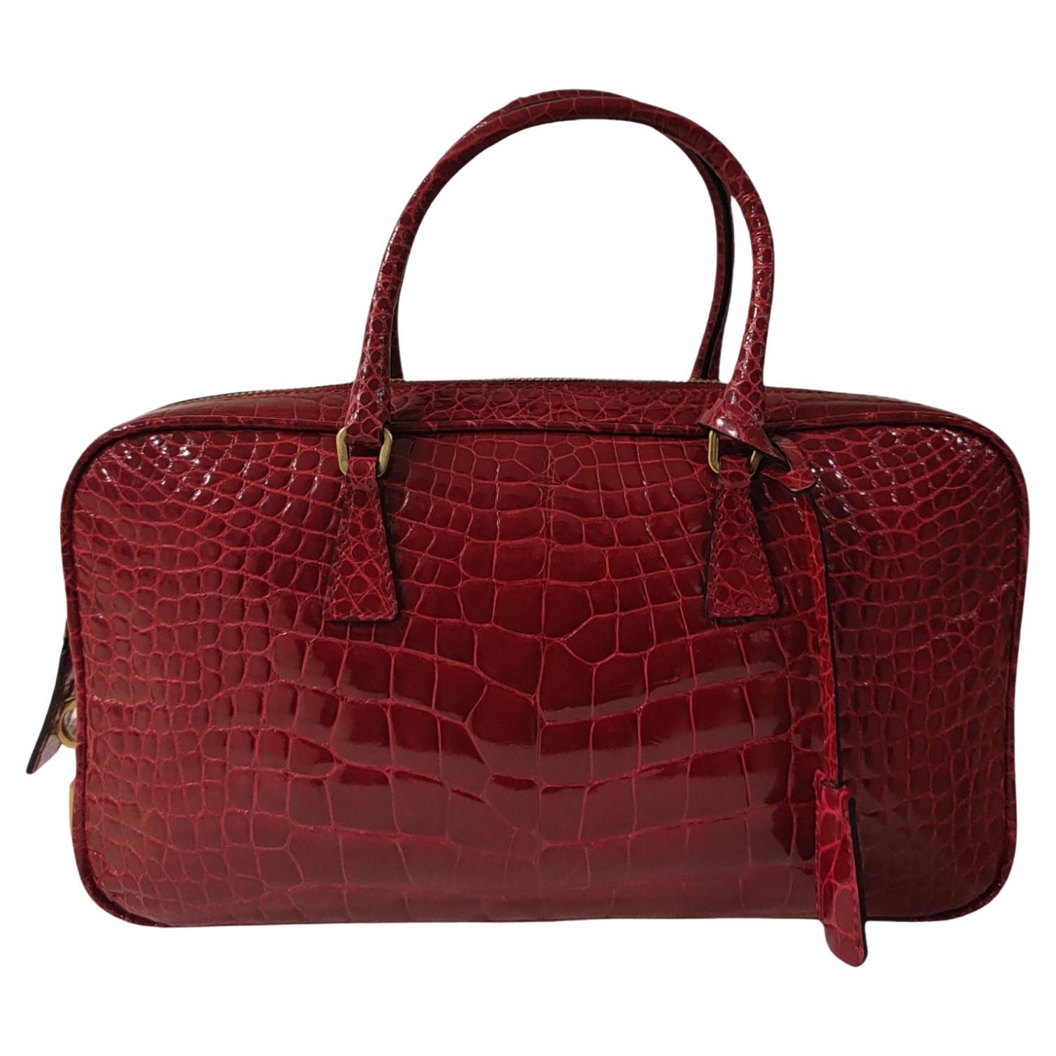 Prada red crocodile handbag