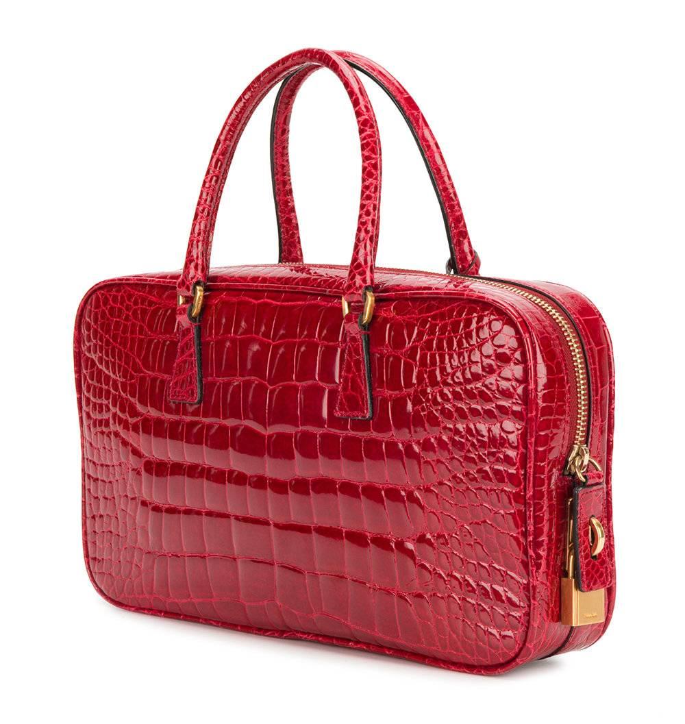 Prada Red Crocodile Leather Vintage Bag, 2000s at 1stDibs | prada red ...