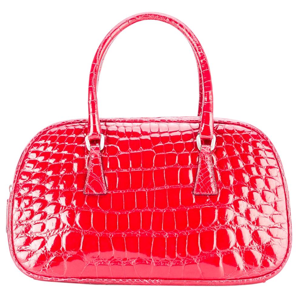 Prada Red Crocodile Leather Vintage Bag, 2000s