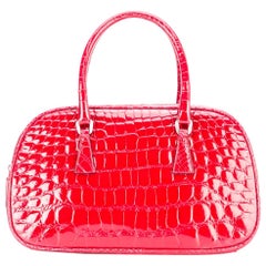 Prada - Sac vintage en cuir de crocodile rouge, années 2000