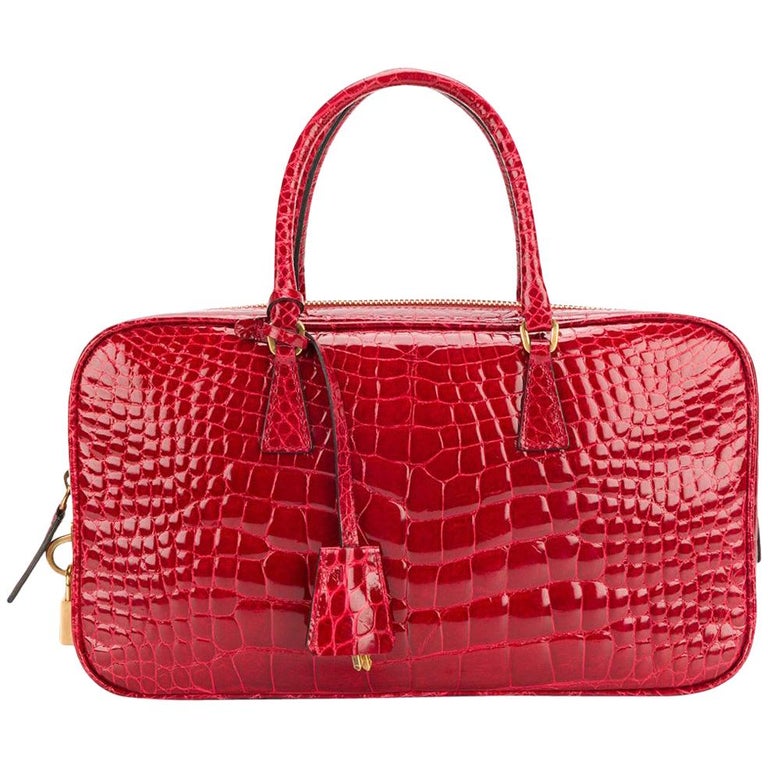 Prada Red Crocodile Leather Vintage Bag, 2000s at 1stDibs | prada red  crocodile bag, prada crocodile bag price, vintage prada crocodile bag