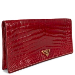 PRADA red CROCODILE LONG FLAP Clutch Bag