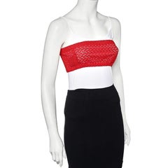 Prada Red Cutwork Lace Strapless Bustier S