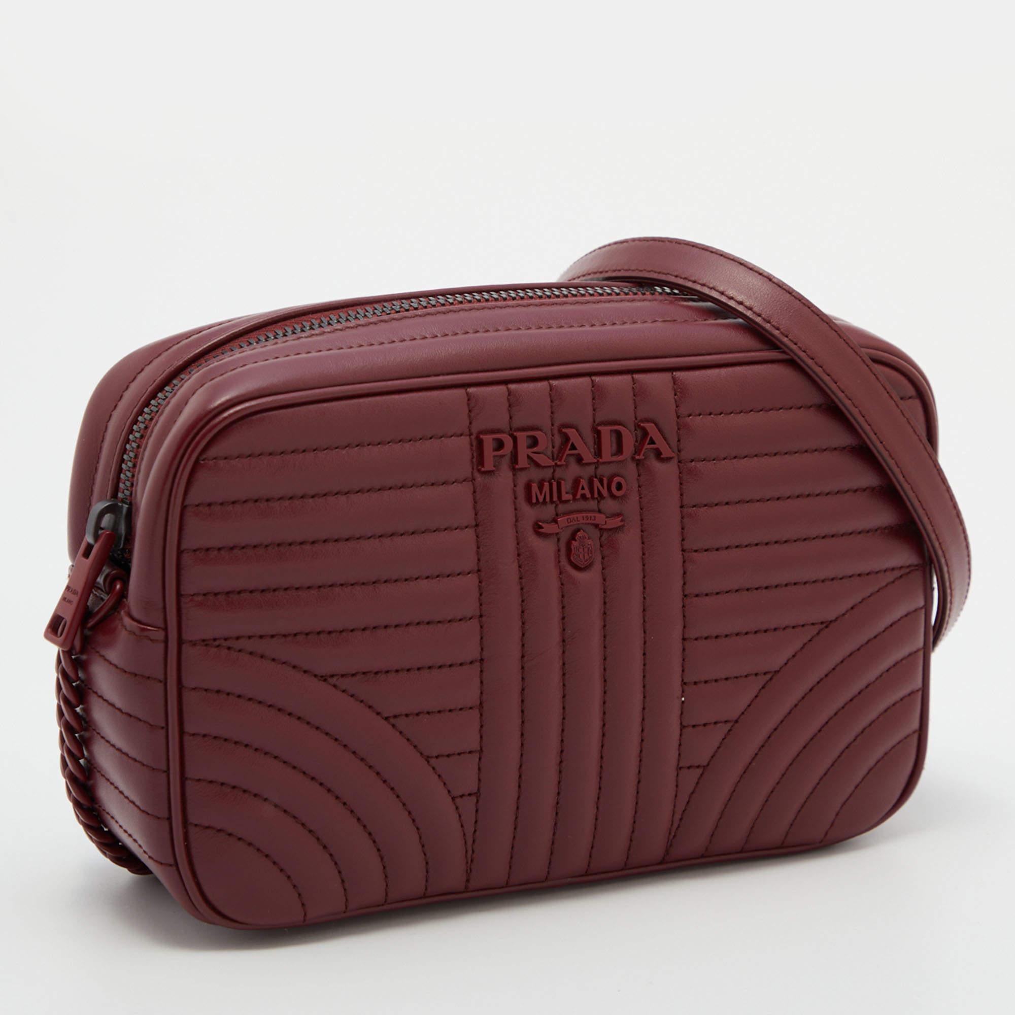 Women's Prada Red Diagramme Leather Camera Shoulder Bag