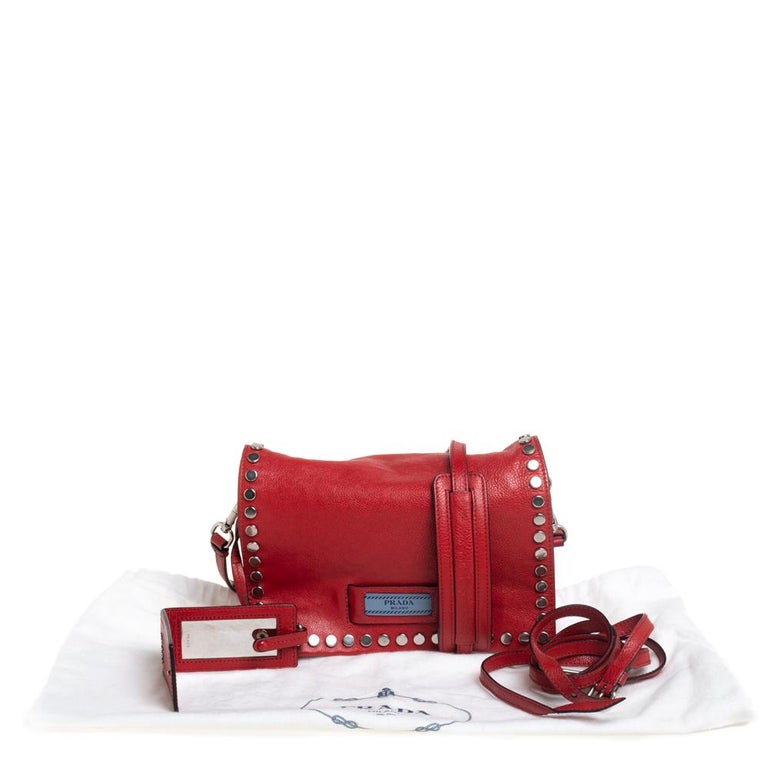Prada Red Etiquette Embellished Leather Shoulder Bag at 1stDibs