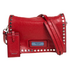Prada Red Etiquette Embellished Leather Shoulder Bag