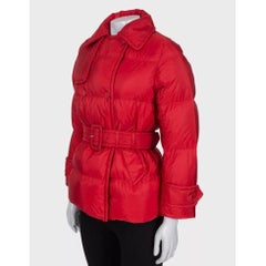 Prada Red Fitted Down Jacket Winter Coat Sz 38/XS
