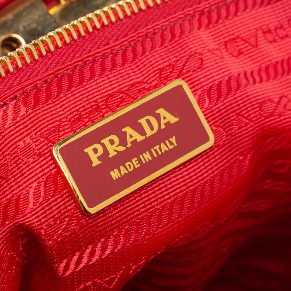 Women's Prada Red Gaufre Nappa Leather Dressy Frame Satchel
