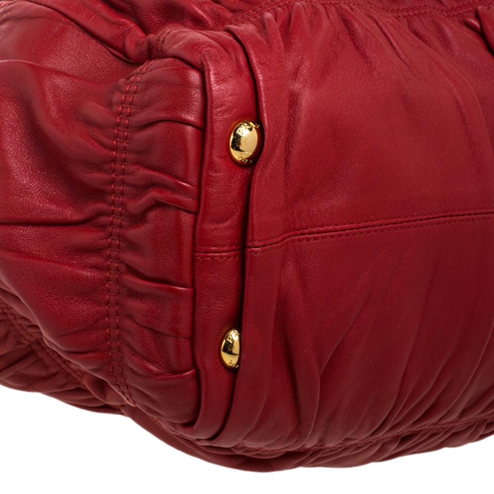 Prada Red Gaufre Nappa Leather Dressy Frame Satchel 2