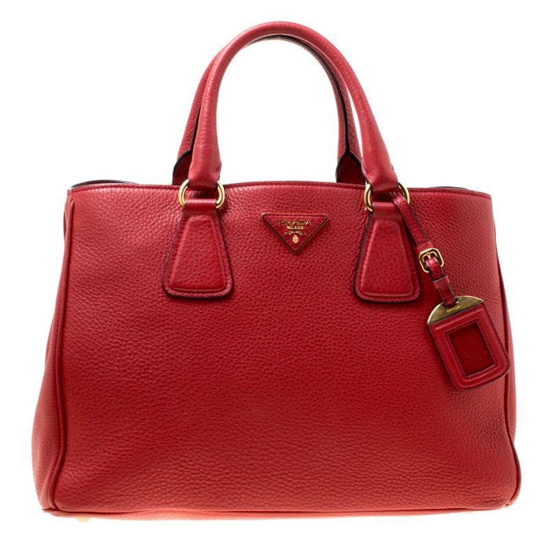 Prada Red Grain Leather Medium Tote