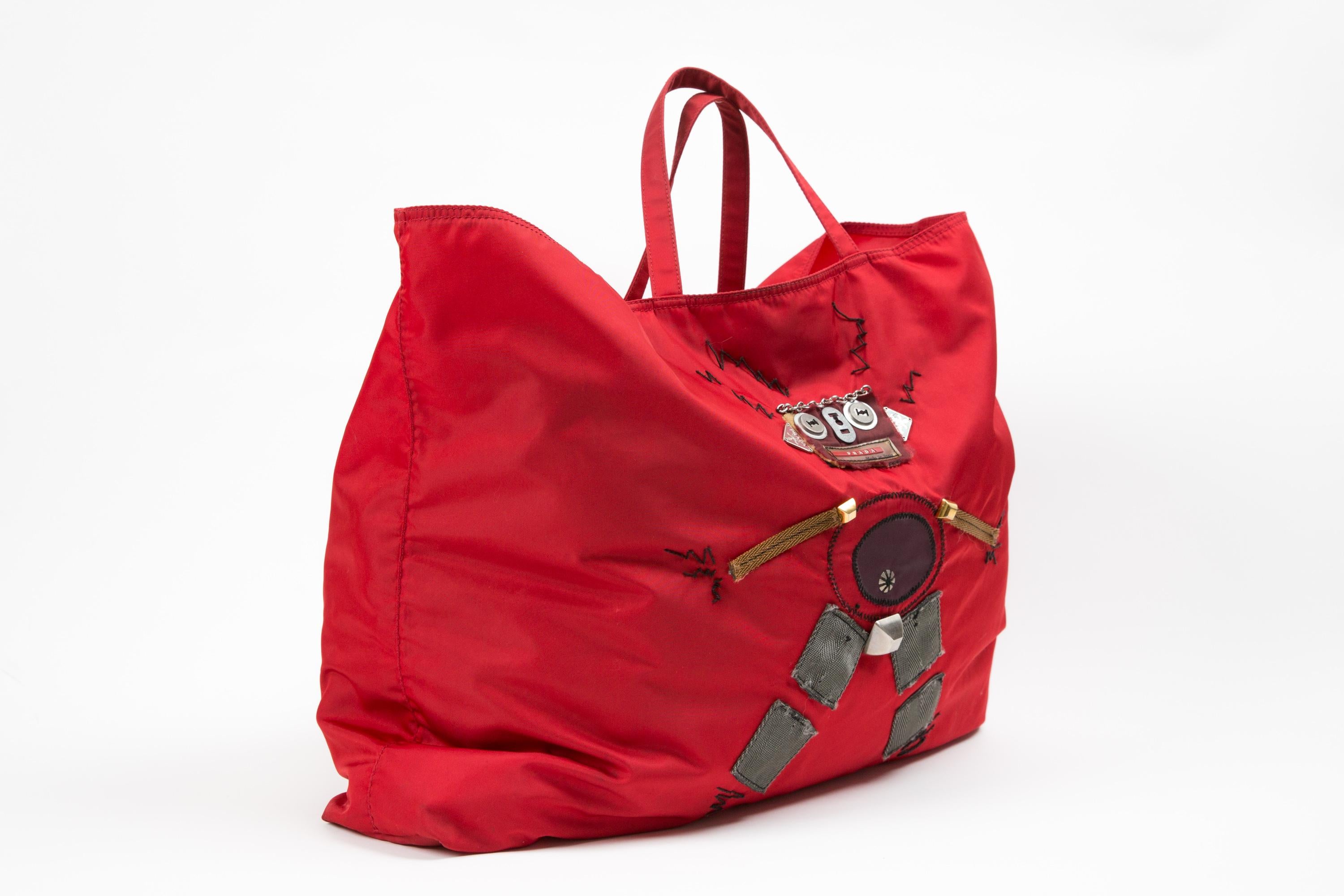 Prada Red large nylon Tessuto 