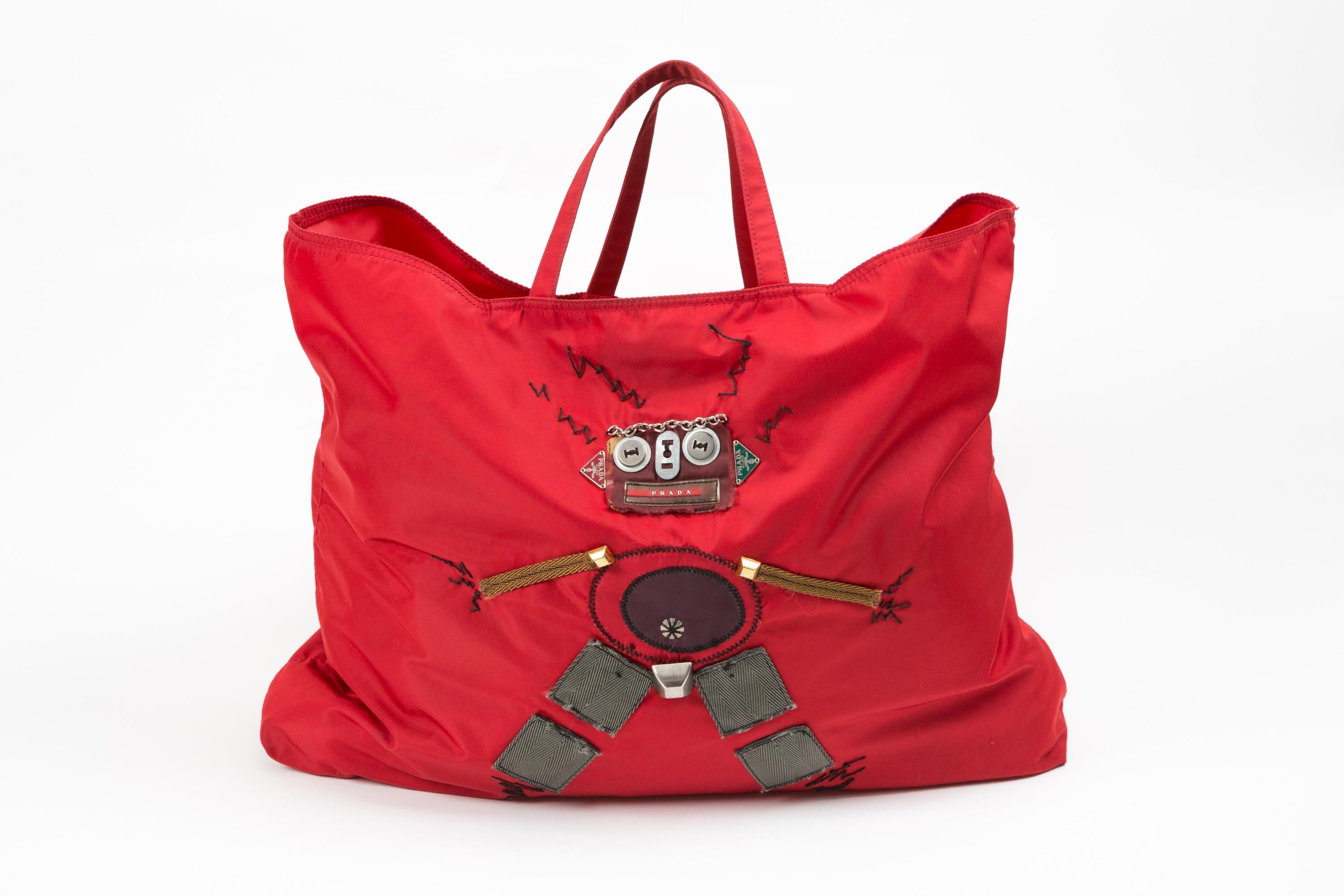 Prada Red Large Robot Nylon Bag For Sale 3
