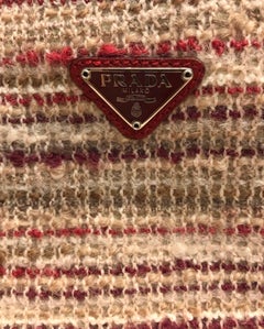 Prada Red Leather and Wool Tweed Tote bag