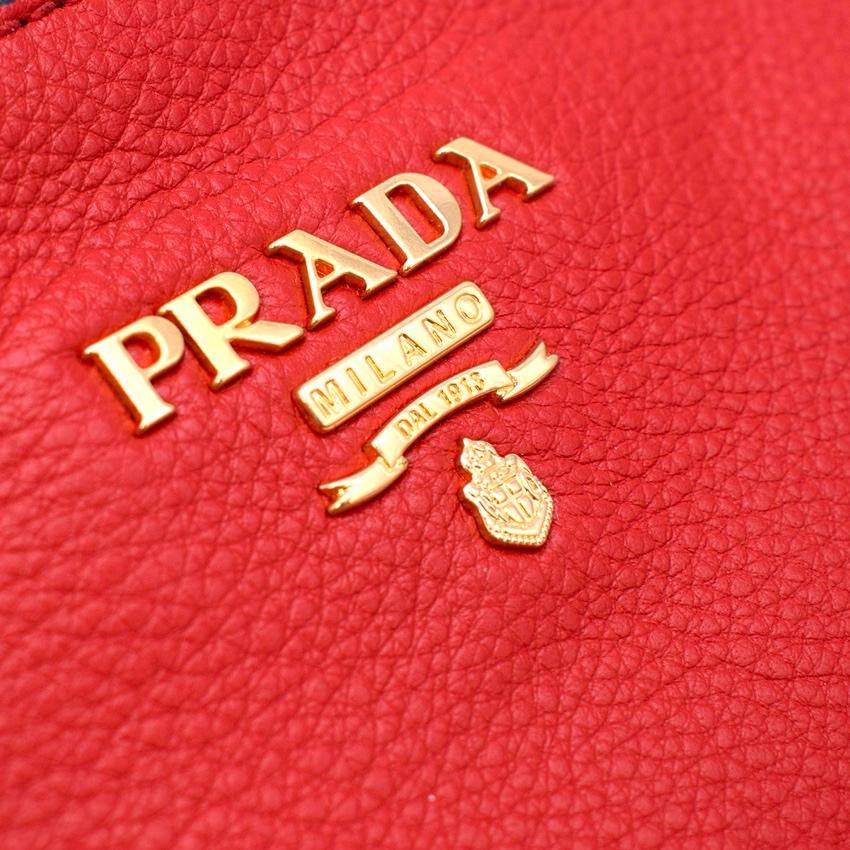 Prada Red Leather Bandoliera Cross Body Bag In Excellent Condition In London, GB