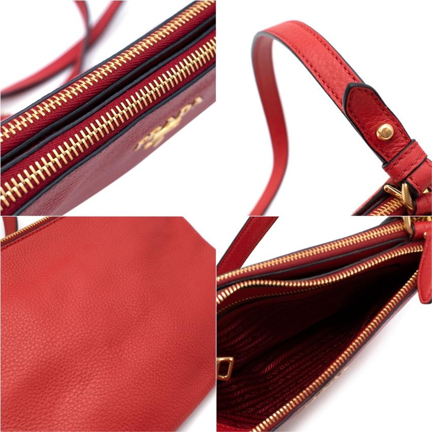Prada Red Leather Bandoliera Cross Body Bag 2