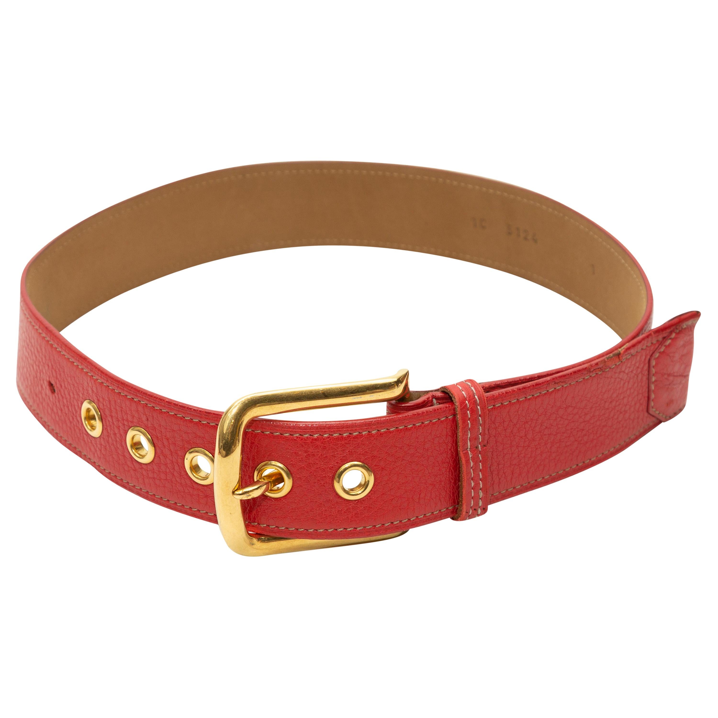 Prada Red Leather Belt
