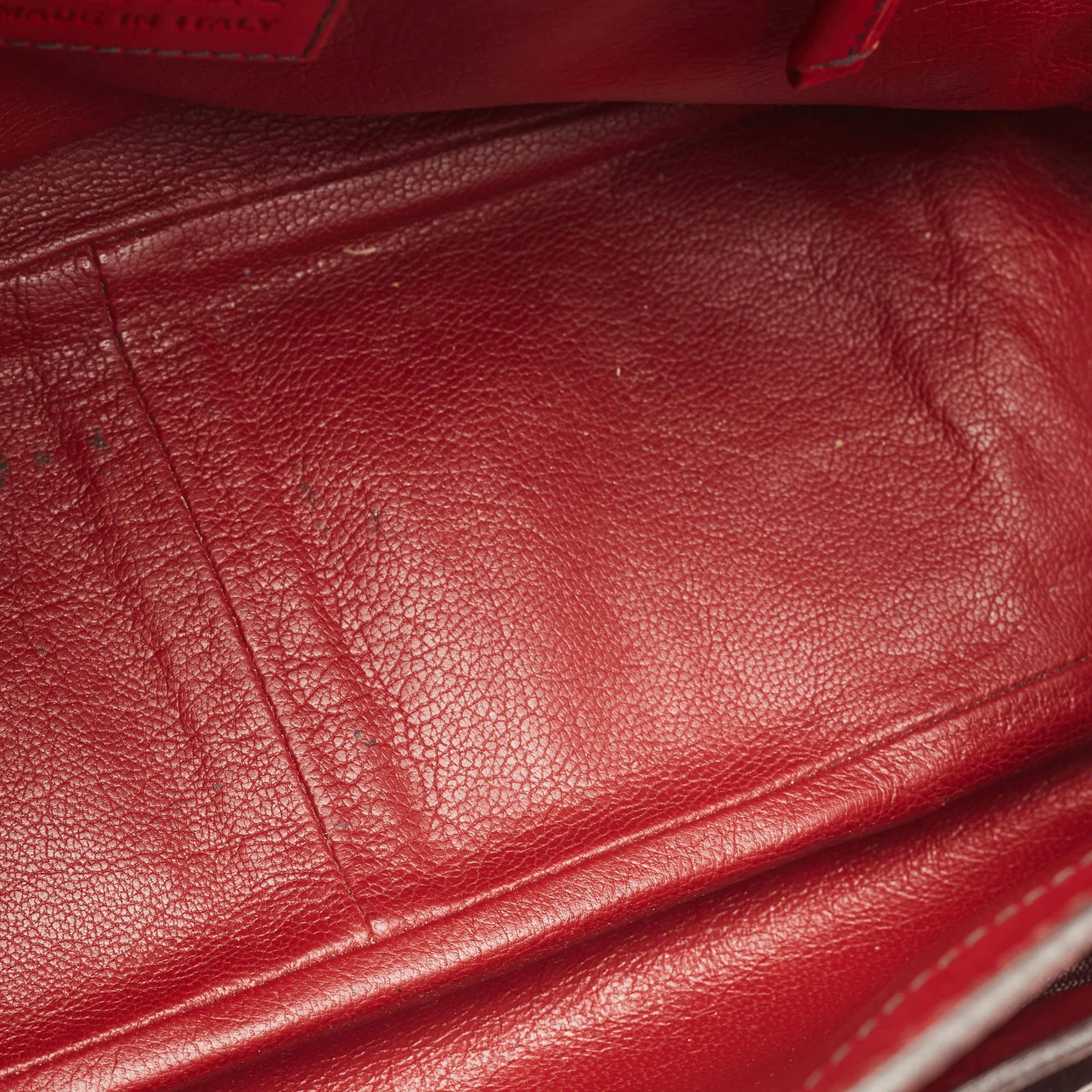 Prada Red Leather Buckle Shoulder Bag 10