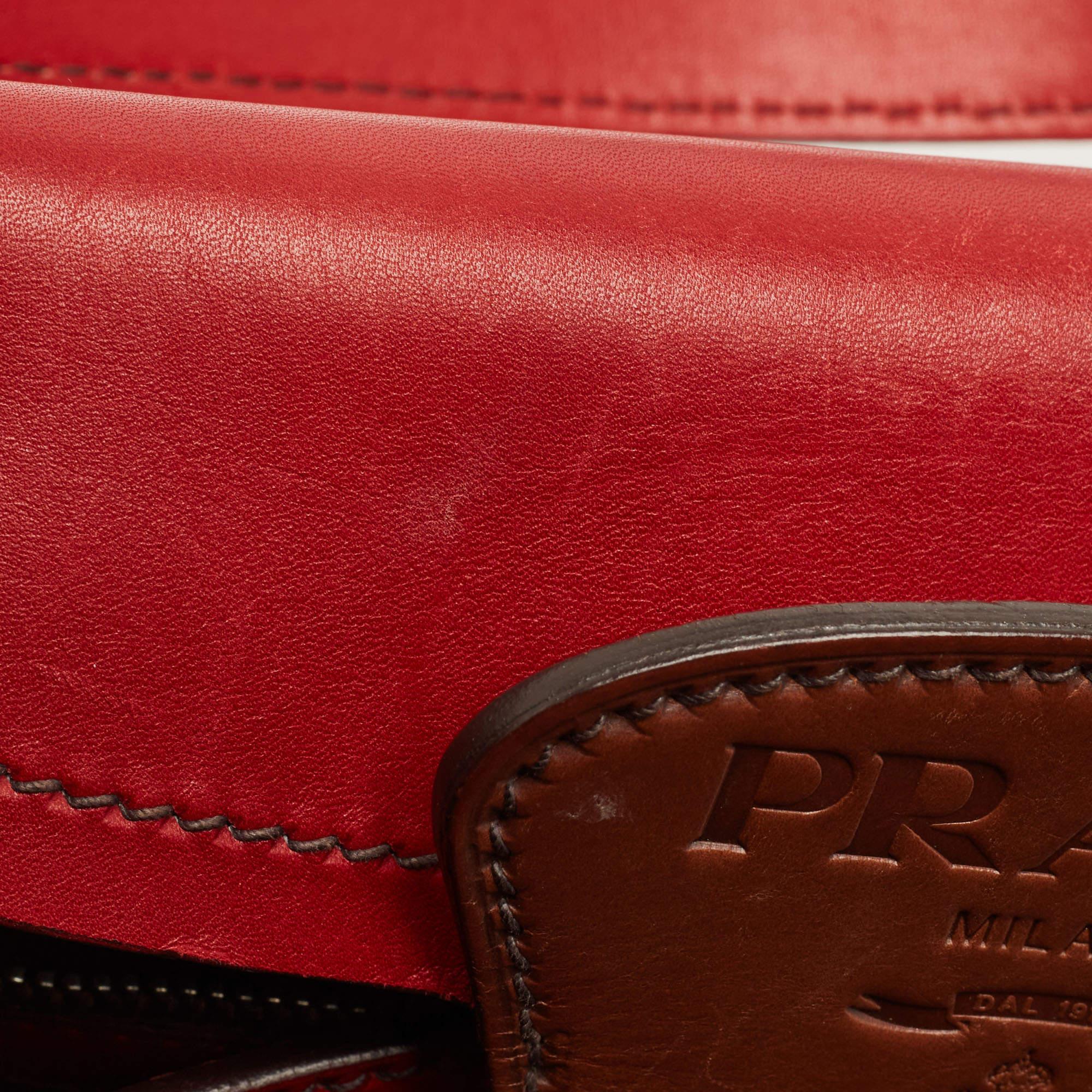 Women's Prada Red Leather Buckle Shoulder Bag
