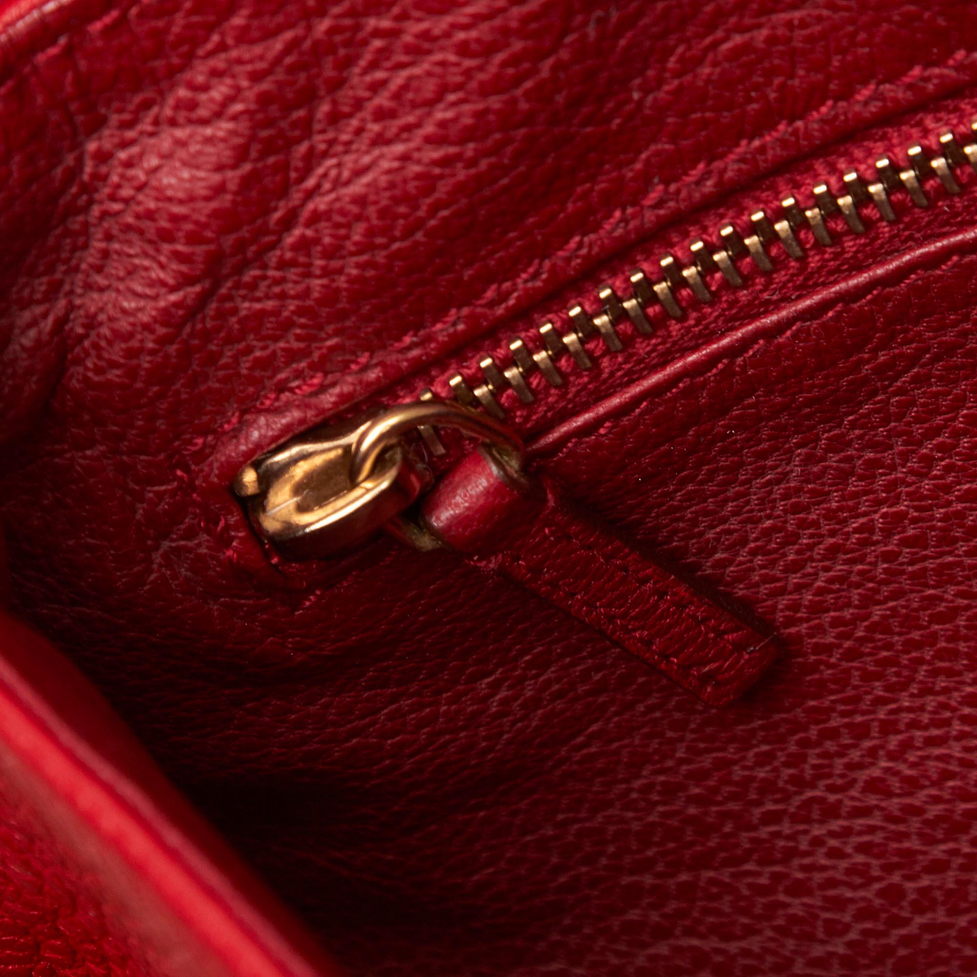 Prada Red Leather Chain Baguette 2