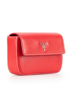 Prada Red Leather Cinghiale Logo Pouch
