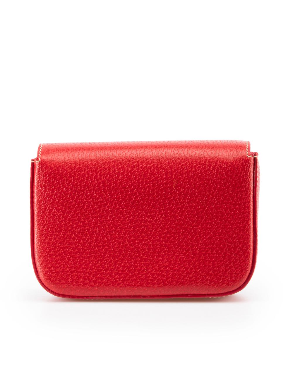 Prada Red Leather Cinghiale Logo Pouch In New Condition For Sale In London, GB