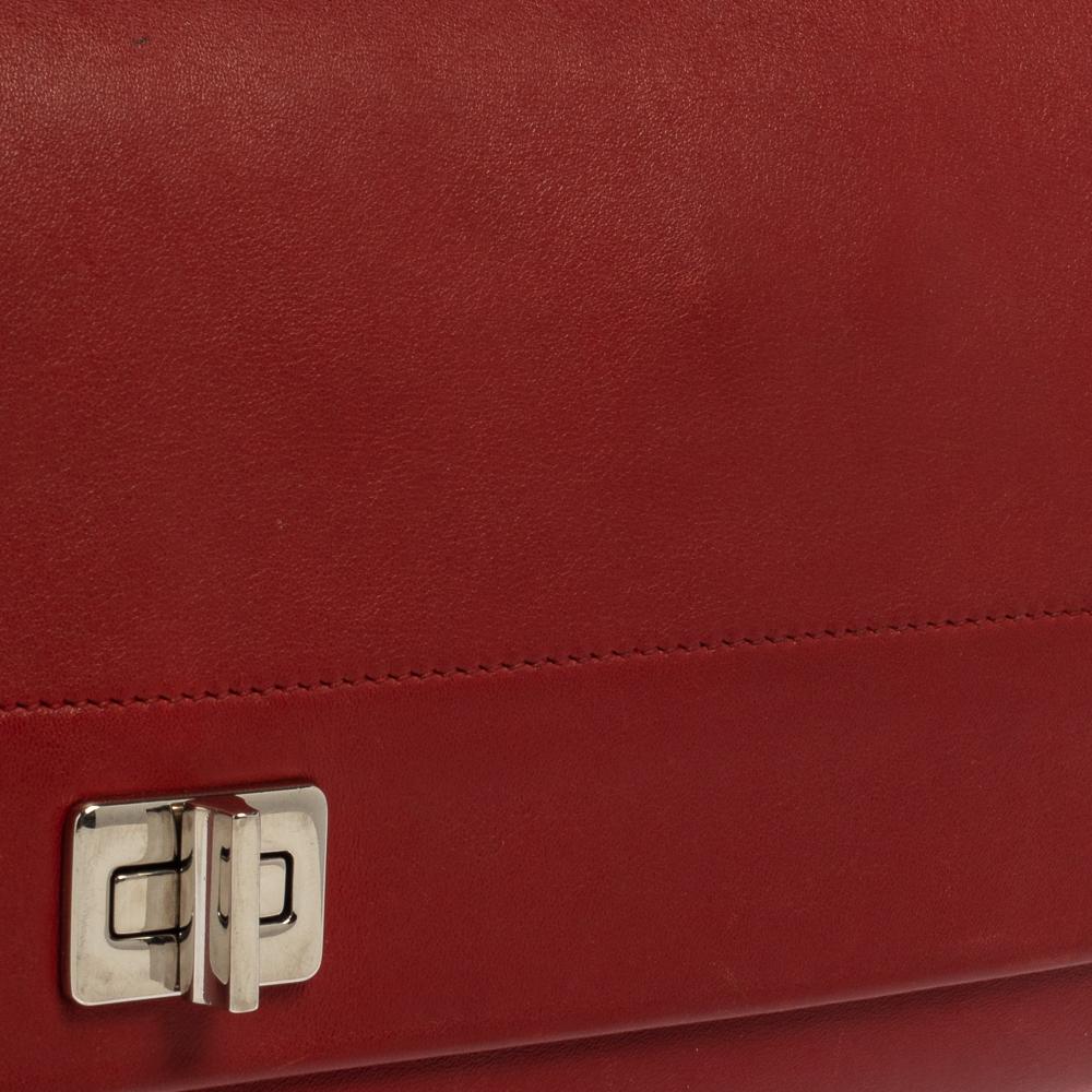 Women's Prada Red Leather Double Shoulder Bag