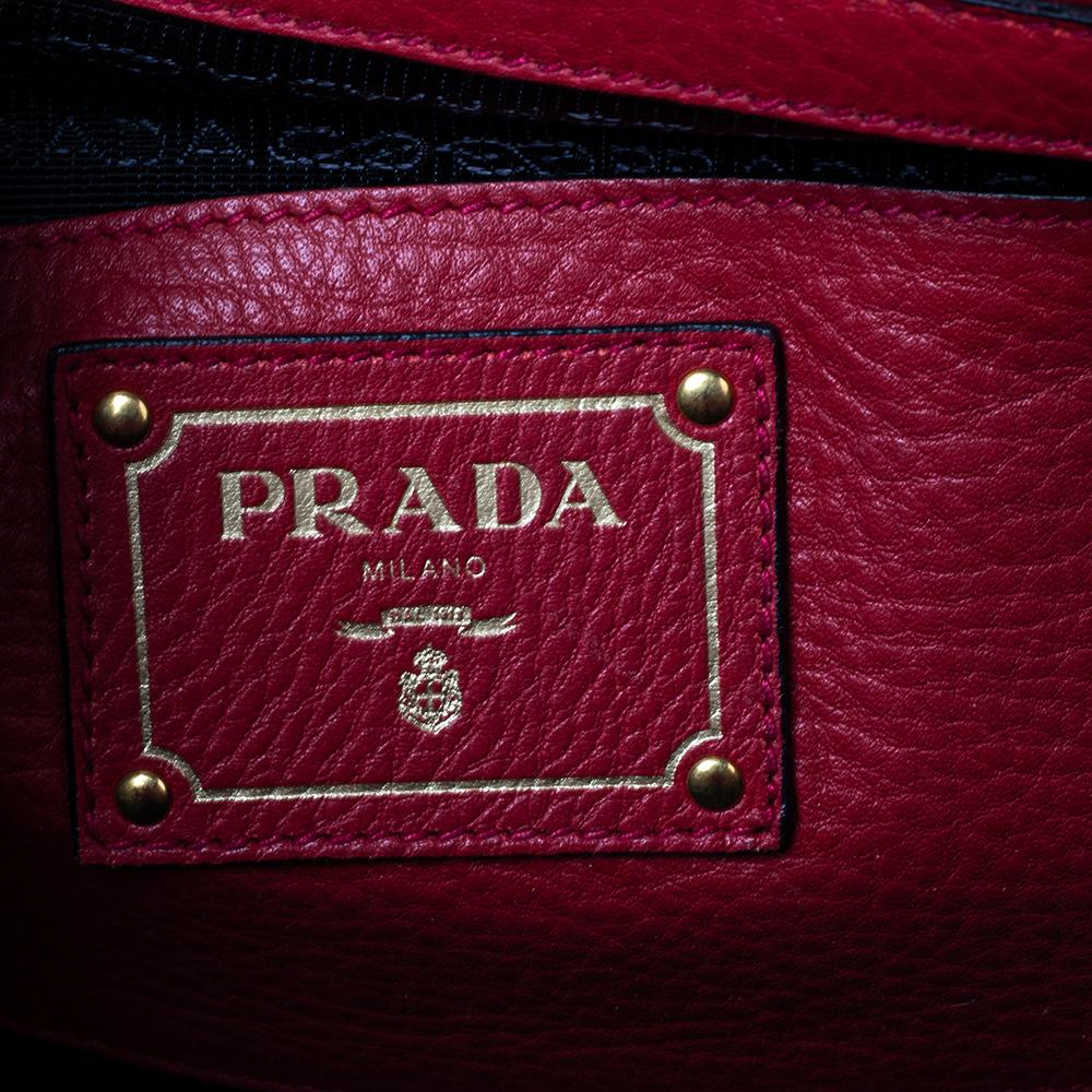 Prada Red Leather Flap Tote 6