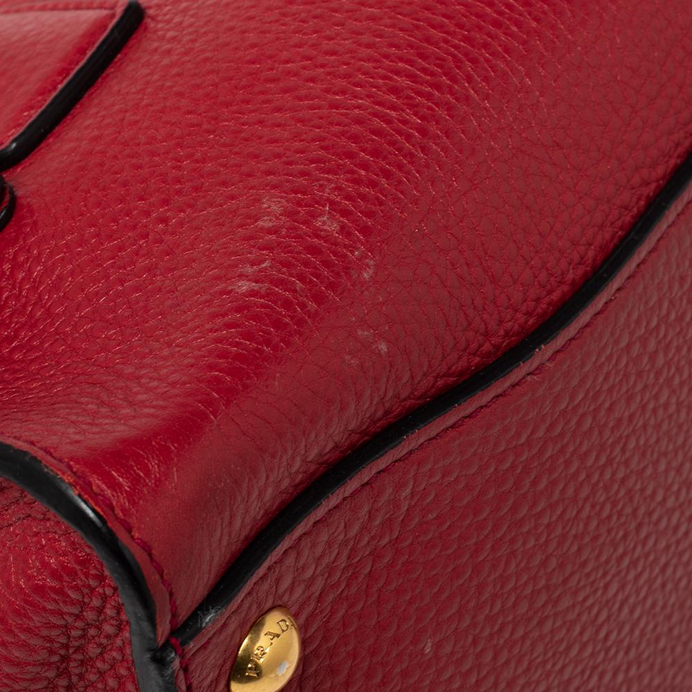 Prada Red Leather Flap Tote 7