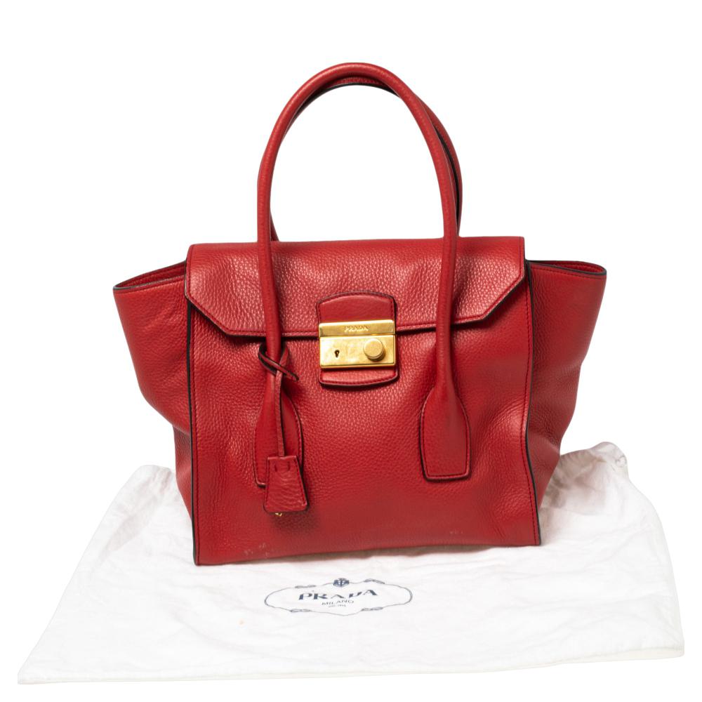 Prada Red Leather Flap Tote 8