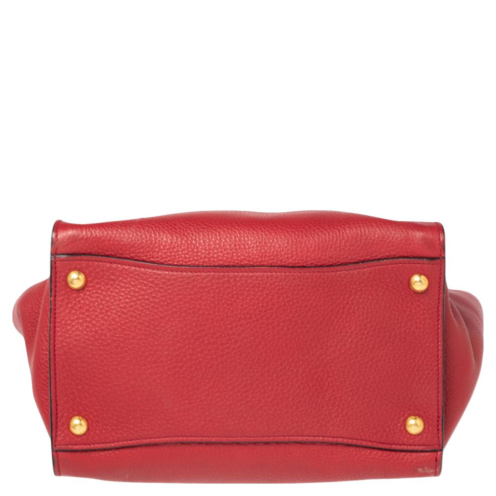 Prada Red Leather Flap Tote 1