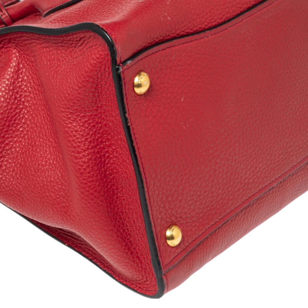 Prada Red Leather Flap Tote 3