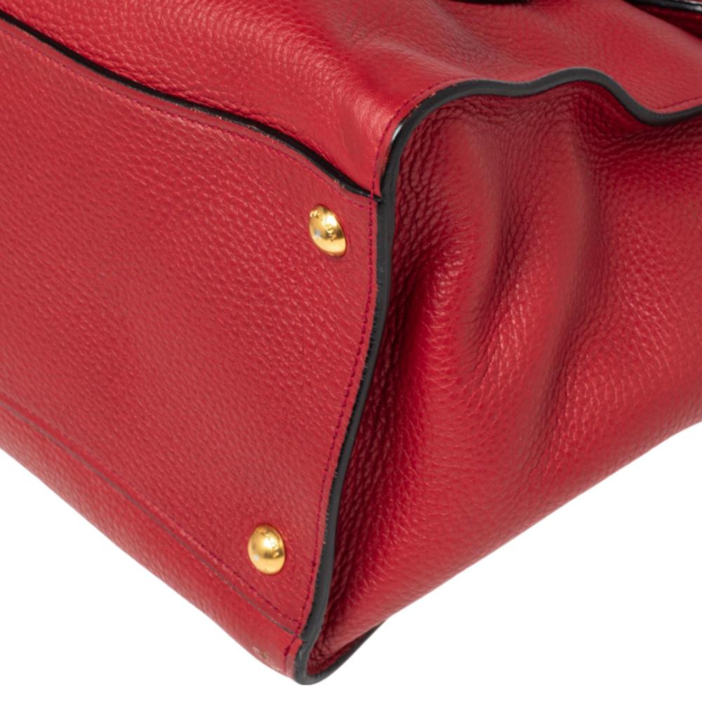 Prada Red Leather Flap Tote 4