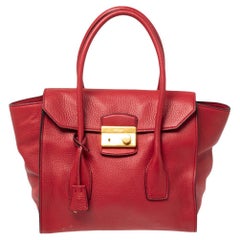 Prada Red Leather Flap Tote