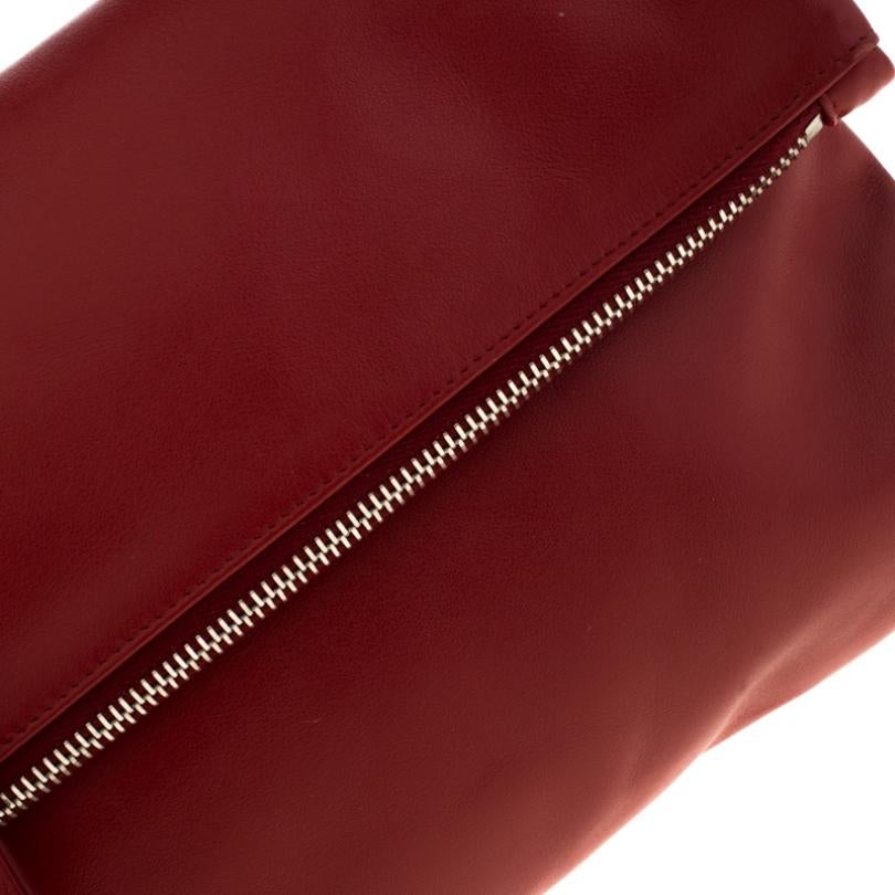 Prada Red Leather Folded Crossbody Bag 1