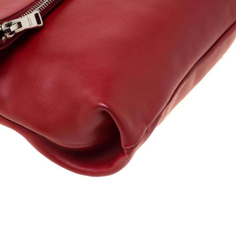 Prada Red Leather Folded Crossbody Bag 1