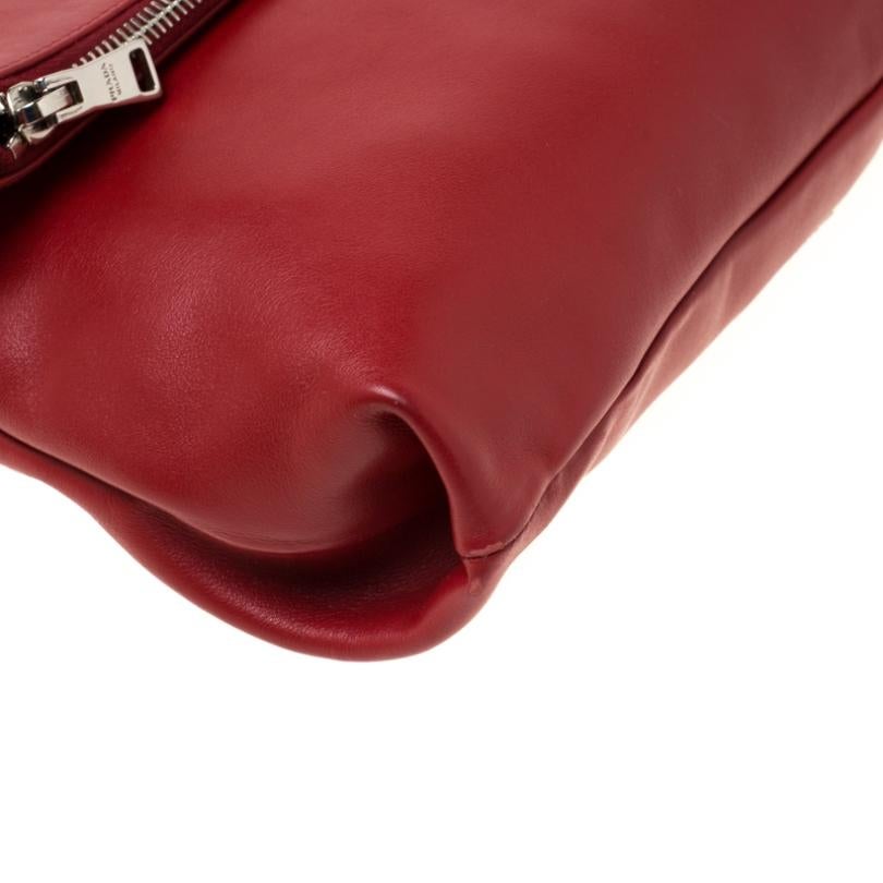 Prada Red Leather Folded Crossbody Bag 3