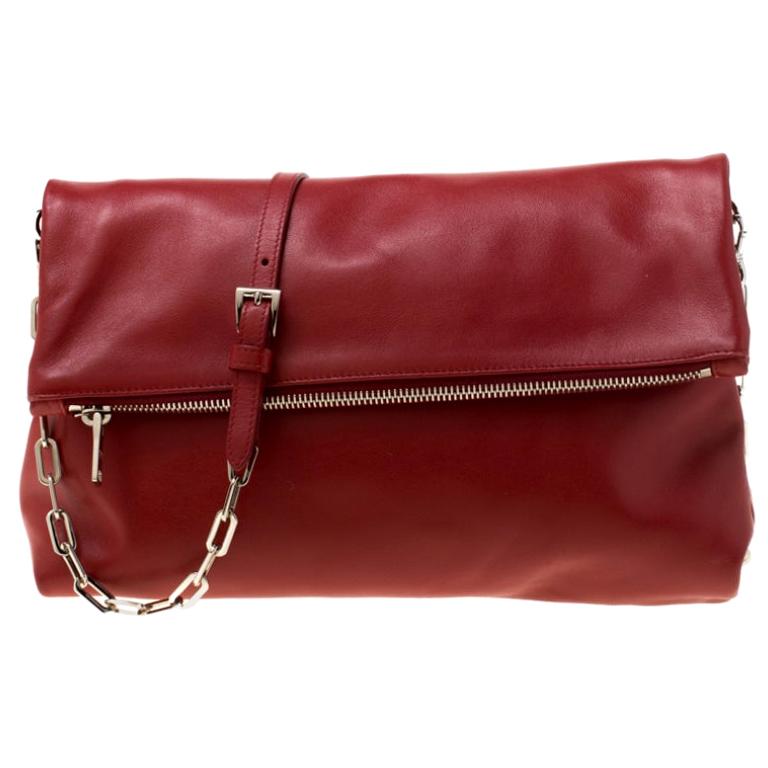 Prada Red Leather Folded Crossbody Bag