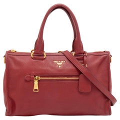 Prada Red Leather Front Pocket Tote