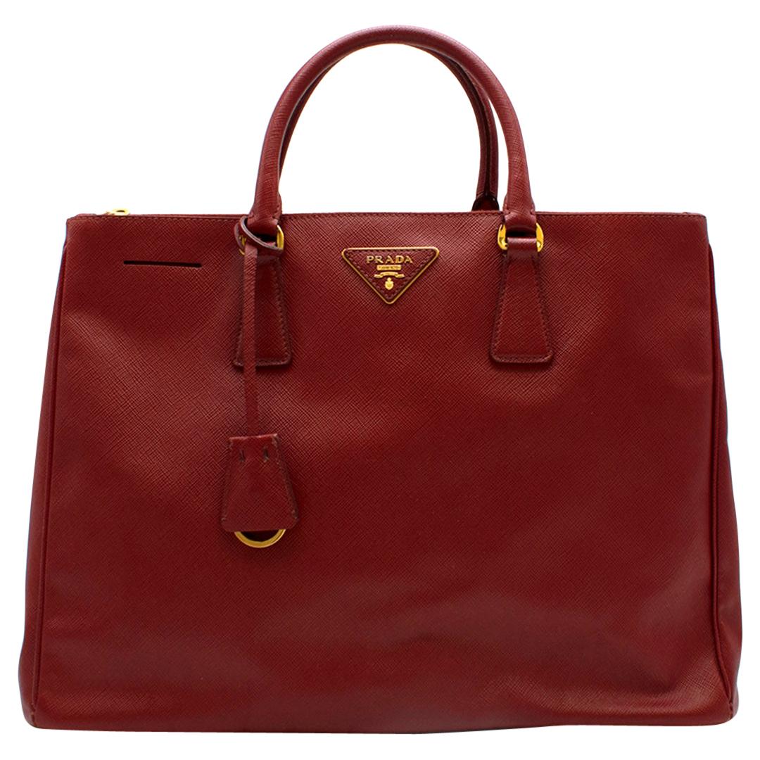 Prada Red Leather Galleria Saffiano Top-handle Bag	