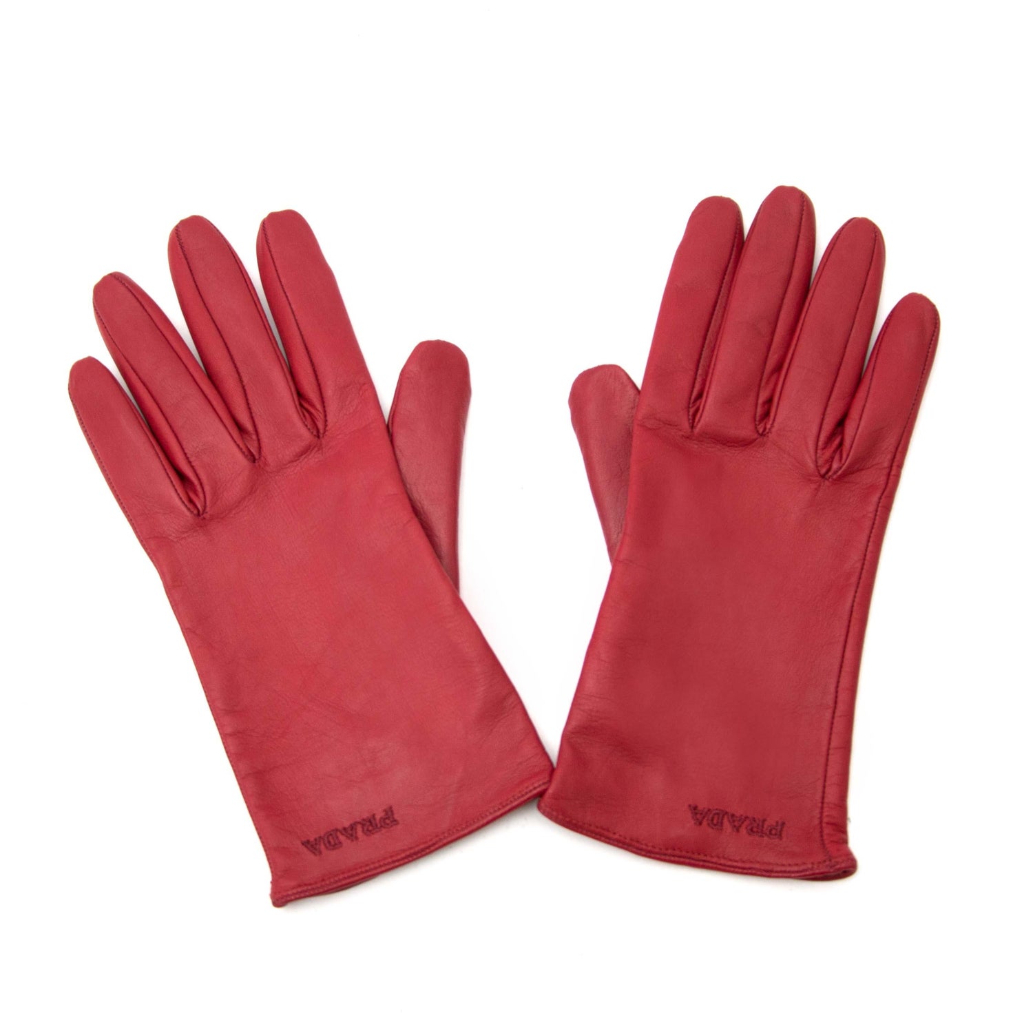 Prada Red Leather Gloves For Sale at 1stDibs