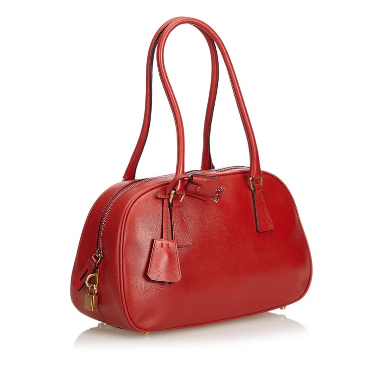 Prada Red Leather Handbag For Sale at 1stDibs