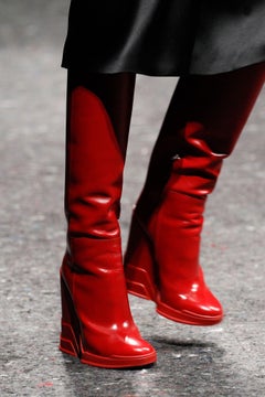 Prada Red Leather Knee-High Wedge Boots – Runway & Campaign, F/W 2014 Size 37