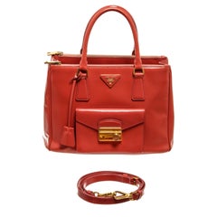 Prada Red Leather Medium Tote Bag
